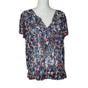 Quintessential Abstract Short Sleeve Blouse XL